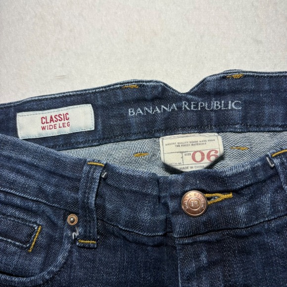Banana Republic Classic Wide Leg Jeans Dark Wash Denim Size 6 Flap Pocket - Picture 2 of 8
